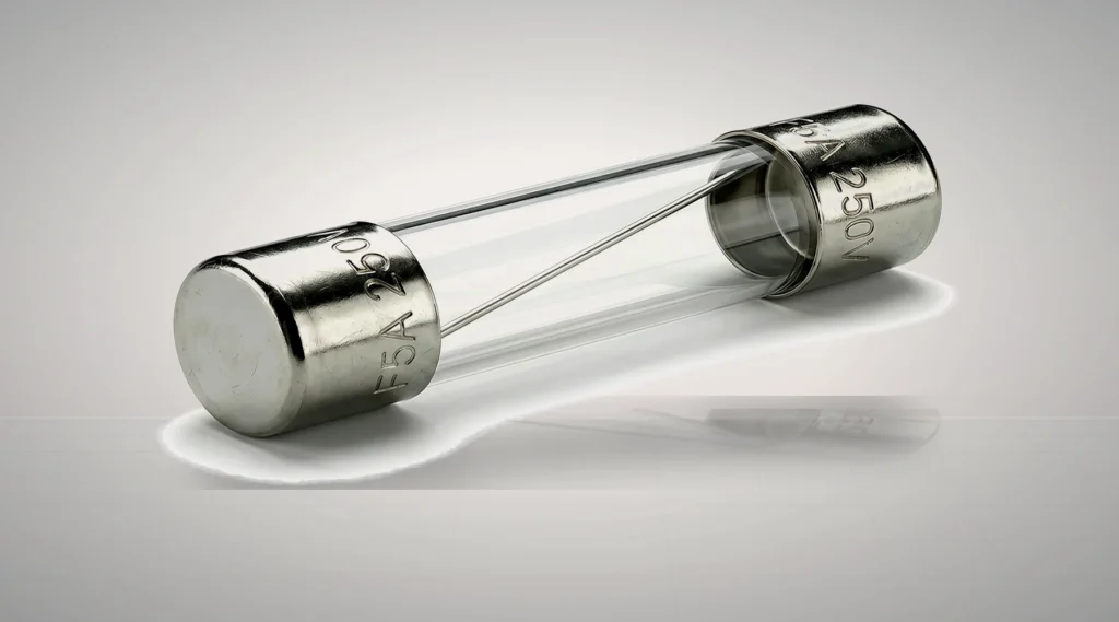 Macro close-up of a premium 6x30mm (3AG) Fast-Acting Glass Fuse featuring a visible diagonal silver wire construction. Manufactured by Global Fuse OEM (ISO 9001 Certified) for wholesale export to USA, India, and Netherlands.
